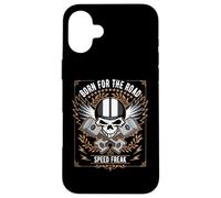 Born for the Road Speed Freak Retro Skull Design Case for iPhone 16 Plus