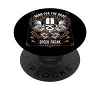 Born for the Road Speed Freak Retro Skull Design PopSockets Adhesive PopGrip