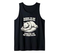 Born Horizontal Forced Vertical Bear Phone Humor Tank Top