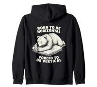 Born Horizontal Forced Vertical Bear Phone Humor Zip Hoodie