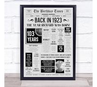 Born In 1923 Grey Newspaper Birthday Facts Any Year Any Age Personalised Print | What Happened The Year You Were Born, Custom Print, 16th 18th 20th 21st 30th 40th 50th 60th 70th 80th 90th 100th
