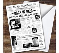 Born In 1928 White Newspaper Birthday Facts Any Year Any Age Personalised Card | What Happened The Year You Were Born, Custom Card, 16th 18th 20th 21st 30th 40th 50th 60th 70th 80th 90th 100th