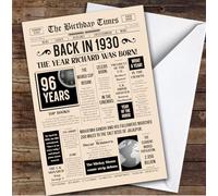 Born In 1930 Newspaper Birthday Facts Any Year Any Age Personalised Card | What Happened The Year You Were Born, Custom Card, 16th 18th 20th 21st 30th 40th 50th 60th 70th 80th 90th 100th