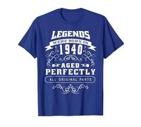 Born in 1940 Vintage Birthday T-Shirt, Men, Royal Blue, Medium
