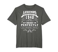Born in 1940 Vintage Birthday T-Shirt, Men's Big and Tall, Asphalt Grey, 4X Tall