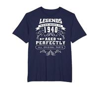 Born in 1940 Vintage Birthday T-Shirt, Men's Big and Tall, Navy Blue, 6X Tall