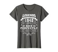 Born in 1940 Vintage Birthday T-Shirt, Women, Asphalt Grey, Medium