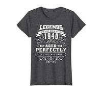 Born in 1940 Vintage Birthday T-Shirt, Women, Dark Heather Grey, 3X-Large