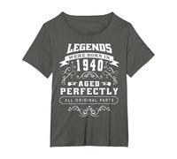 Born in 1940 Vintage Birthday T-Shirt, Women's Plus, Asphalt Grey, 5X