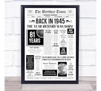 Born In 1945 White Newspaper Birthday Facts Any Year Any Age Personalised Print | What Happened The Year You Were Born, Custom Print, 16th 18th 20th 21st 30th 40th 50th 60th 70th 80th 90th 100th