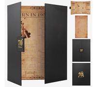 Born in 1956 UK 70th Birthday Gift Set with 3 Vintage Posters - Tri-Fold Birth Year Timeline, Dual-Fold Childhood Memories & Bonus Blank Greeting Card for Personal Messages, Retro Party Decorations