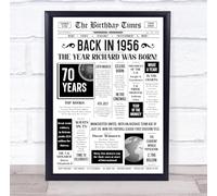 Born In 1956 White Newspaper Birthday Facts Any Year Any Age Personalised Print | What Happened The Year You Were Born, Custom Print, 16th 18th 20th 21st 30th 40th 50th 60th 70th 80th 90th 100th