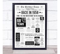 Born In 1958 White Newspaper Birthday Facts Any Year Any Age Personalised Print | What Happened The Year You Were Born, Custom Print, 16th 18th 20th 21st 30th 40th 50th 60th 70th 80th 90th 100th