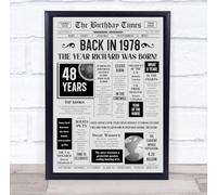 Born In 1978 Grey Newspaper Birthday Facts Any Year Any Age Personalised Print | What Happened The Year You Were Born, Custom Print, 16th 18th 20th 21st 30th 40th 50th 60th 70th 80th 90th 100th
