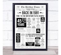 Born In 1981 White Newspaper Birthday Facts Any Year Any Age Personalised Print | What Happened The Year You Were Born, Custom Print, 16th 18th 20th 21st 30th 40th 50th 60th 70th 80th 90th 100th