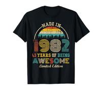 Born in 1982 43 Years Being Awesome Vintage 43rd Birthday T-Shirt