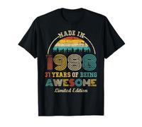 Born in 1988 37 Years Being Awesome Vintage 37th Birthday T-Shirt