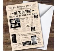 Born In 1988 Newspaper Birthday Facts Any Year Any Age Personalised Card | What Happened The Year You Were Born, Custom Card, 16th 18th 20th 21st 30th 40th 50th 60th 70th 80th 90th 100th