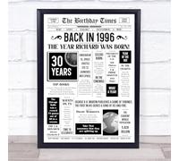 Born In 1996 White Newspaper Birthday Facts Any Year Any Age Personalised Print | What Happened The Year You Were Born, Custom Print, 16th 18th 20th 21st 30th 40th 50th 60th 70th 80th 90th 100th