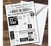 Born In 2003 White Newspaper Birthday Facts Any Year Any Age Personalised Card | What Happened The Year You Were Born, Custom Card, 16th 18th 20th 21st 30th 40th 50th 60th 70th 80th 90th 100th