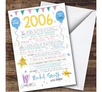 Born In 2006 Colour Birthday Facts Any Year Any Age Personalised Birthday Card | What Happened The Year You Were Born, Custom Card, 16th 18th 20th 21st 30th 40th 50th 60th 70th 80th 90th 100th