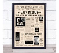 Born In 2009 Newspaper Birthday Facts Any Year Any Age Personalised Print | What Happened The Year You Were Born, Custom Print, 16th 18th 20th 21st 30th 40th 50th 60th 70th 80th 90th 100th