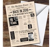 Born In 2010 Newspaper Birthday Facts Any Year Any Age Personalised Card | What Happened The Year You Were Born, Custom Card, 16th 18th 20th 21st 30th 40th 50th 60th 70th 80th 90th 100th