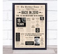 Born In 2010 Newspaper Birthday Facts Any Year Any Age Personalised Print | What Happened The Year You Were Born, Custom Print, 16th 18th 20th 21st 30th 40th 50th 60th 70th 80th 90th 100th