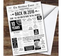 Born In 2016 White Newspaper Birthday Facts Any Year Any Age Personalised Card | What Happened The Year You Were Born, Custom Card, 16th 18th 20th 21st 30th 40th 50th 60th 70th 80th 90th 100th