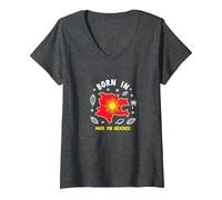 Born in Kosovo: Made for Greatness Patriotic Pride V-Neck T-Shirt, Women, Dark Heather Grey, M