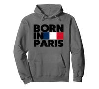 Born In Paris France French Flag Color Block Typography Pullover Hoodie