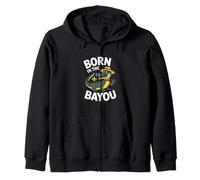 Born In The Bayou Louisiana Alligator Cajun Zip Hoodie