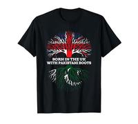 Born in The UK with Pakistani Roots, Pakistan Heritage T-Shirt, Men, Black, Medium