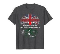 Born in The UK with Pakistani Roots, Pakistan Heritage T-Shirt, Men, Dark Heather Grey, Medium