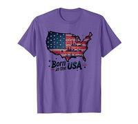 Born in The USA T-Shirt, Men, Purple Heather, 3XL