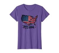 Born in The USA T-Shirt, Women, Purple Heather, 3XL