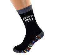 #Born in with 1944 80th Birthday Design Stripey Sole Socks Adult Size UK 5-12