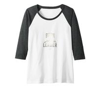 Born Leader: Mountaineer Compass Adventure Inspiration Raglan Baseball Tee, Women, Dark Heather/White, L