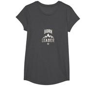 Born Leader: Mountaineer Compass Adventure Inspiration T-Shirt, Girls, Dark Heather Grey, Large