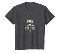 Born Leader: Mountaineer Compass Adventure Inspiration T-Shirt, Kids, Dark Heather Grey, 8 Years