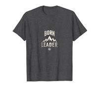 Born Leader: Mountaineer Compass Adventure Inspiration T-Shirt, Men, Dark Heather Grey, 4XL