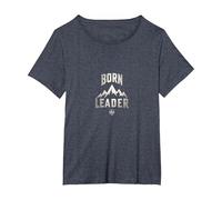 Born Leader: Mountaineer Compass Adventure Inspiration T-Shirt, Women's Plus, Heather Blue, 1X
