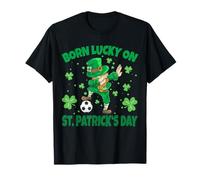 Born Lucky On St. Patricks Day Boys Dab Leprechaun Soccer T-Shirt
