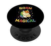 Born Magical Unicorn Rainbow Graphic Funny Cute PopSockets Adhesive PopGrip