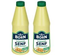 Born Mustard | Original German Thuringia Bratwurst Sauce | Yellow Mustard Slightly Hot For Grilled Sausages | 2X 1000ml - imported by DFB