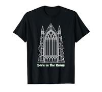 Born Near the Ruins of Whitby Gothic Abbey Design Value Graphic T-Shirt, Men, Black, M