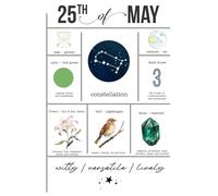 Born on May 25 Custom May 25 Birthday Gift Journal Gemini Zodiac Notebook Featuring May Birth Flower and Birthstone