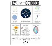Born on October 12 Custom October 12 Birthday Gift Journal Libra Zodiac Notebook Featuring October Birth Flower and Birthstone