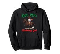 Born On October 20th Happy Birthday To Me Girl Riding Horse Pullover Hoodie