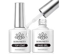 BORN PRETTY Base Gel and Super Top Coat Set, 2x10ml Base & Top Coat Gel Nail Polish Soak Off U V LED Gel Nail Varnish Lacquer Manicure Set Gloss Shiny Long Lasting